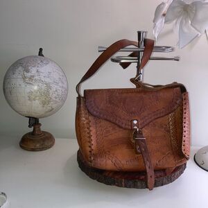 Authentic Leather Western Vintage Hand Tooled Horse Saddle Purse Made in Mexico